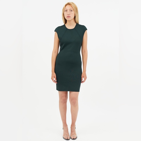 Alexander Wang Green Structured Knit Cap Sleeve Bodycon Mini Dress Size S - Picture 1 of 5